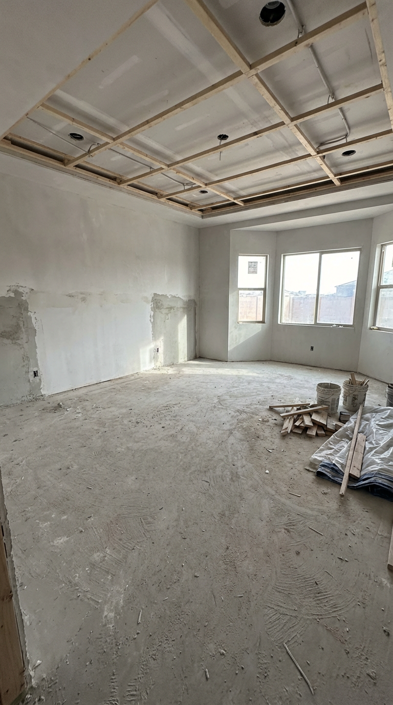 AI generated image using NANO_BANANA_PRO: Photorealistic 8K cinematic interior, static wide-angle camera placed at chest h...