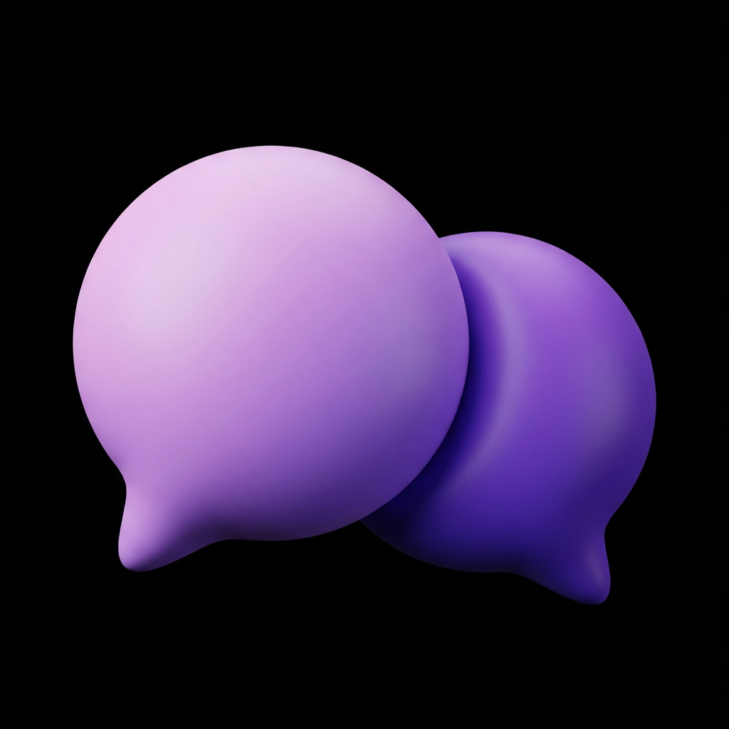 AI generated image using NANO_BANANA_PRO: 3D rendering, two overlapping speech bubbles (chat bubbles), symbolizing interpe...