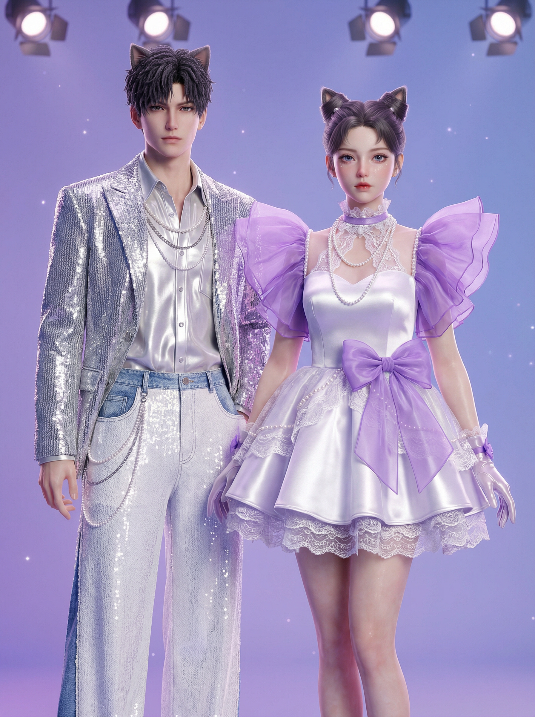 AI generated image using NANO_BANANA_PRO: I want to create a couple image show for the company's star stage/celebrity-them...