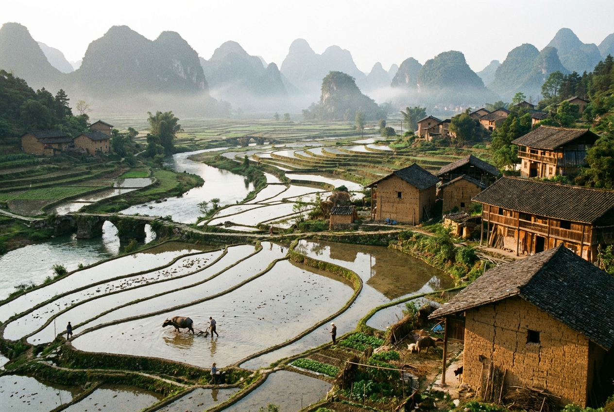 AI generated image using NANO_BANANA_PRO: Realistic photos of domestic pastoral scenery (realistic style, no text, no Chin...