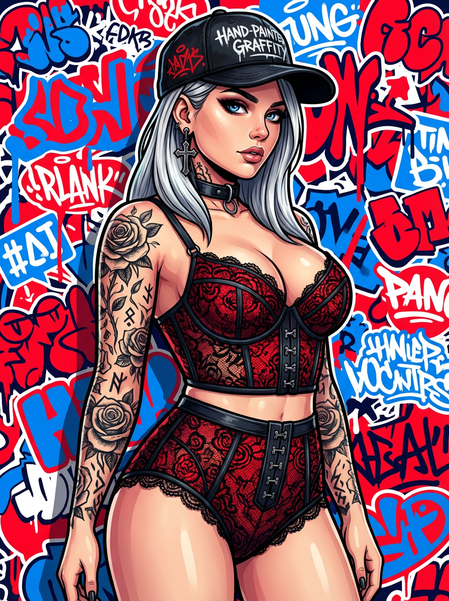 AI generated image using NANO_BANANA_PRO: Subject: A silver-haired, blue-eyed young woman with a confident and cold expres...