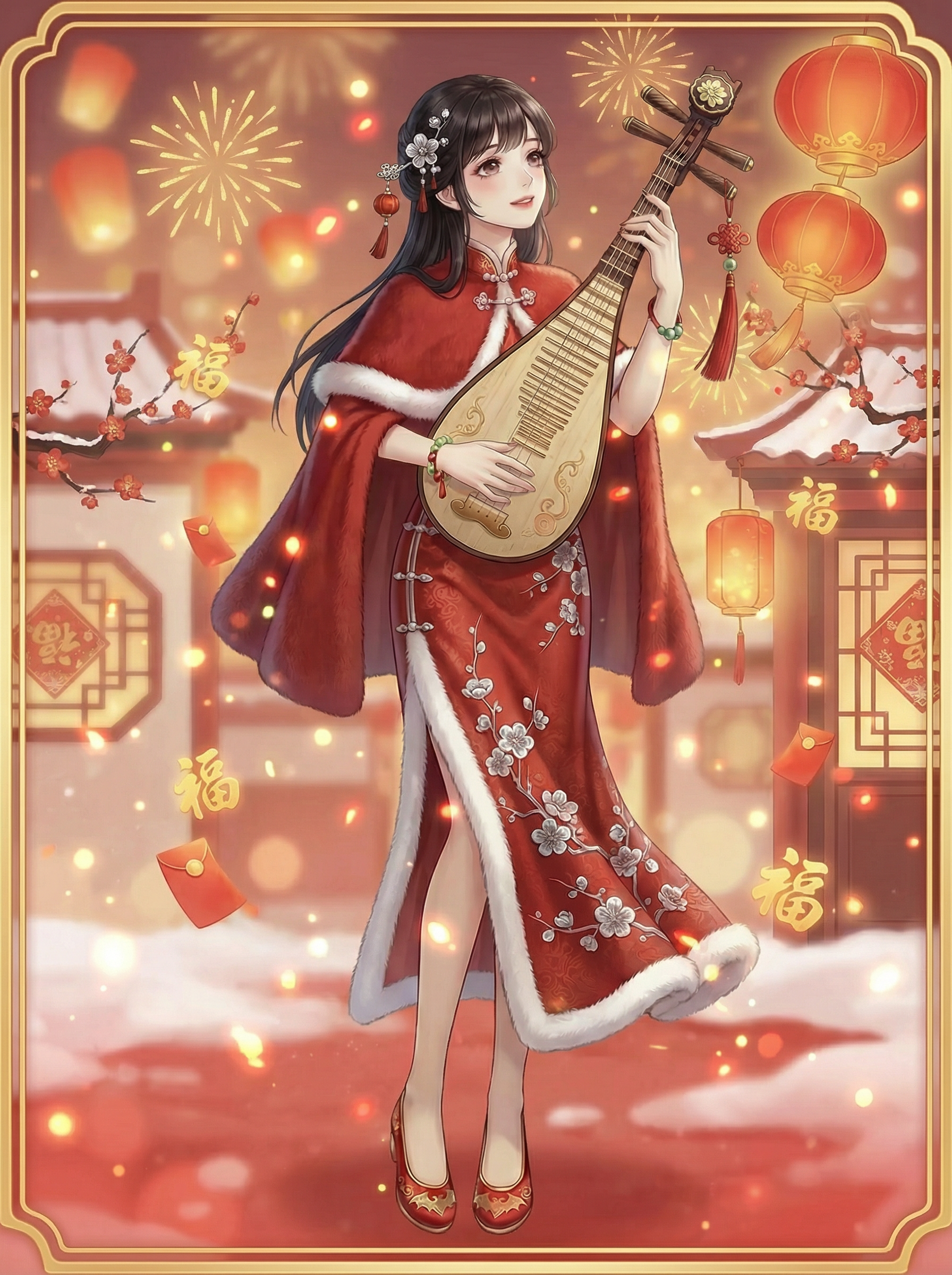 AI generated image using NANO_BANANA_PRO: Special effects adapted for the Lunar New Year atmosphere, simple scene backgrou...