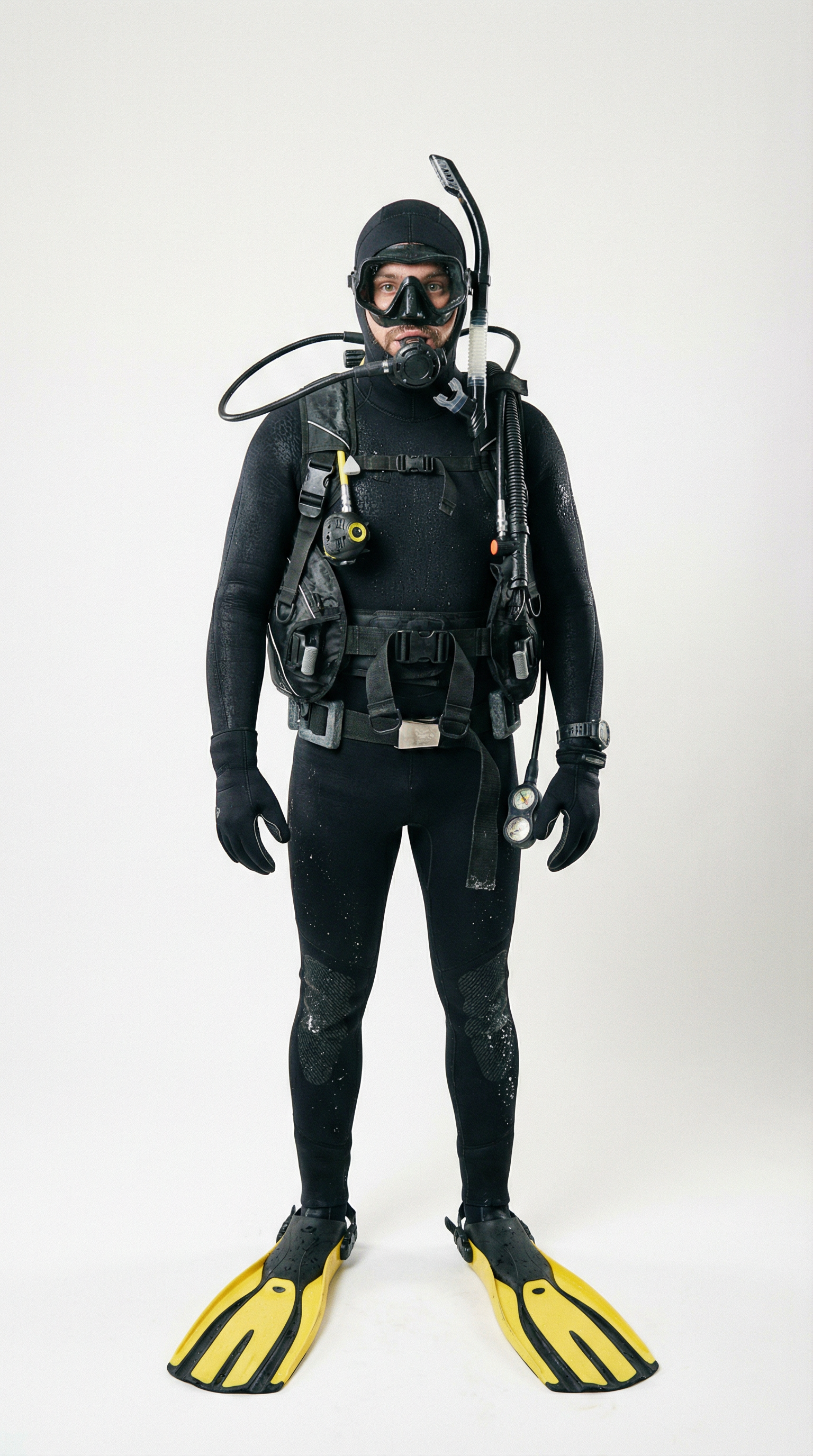 AI generated image using NANO_BANANA_PRO: A photorealistic image of a professional scuba diver, facing the camera directly...
