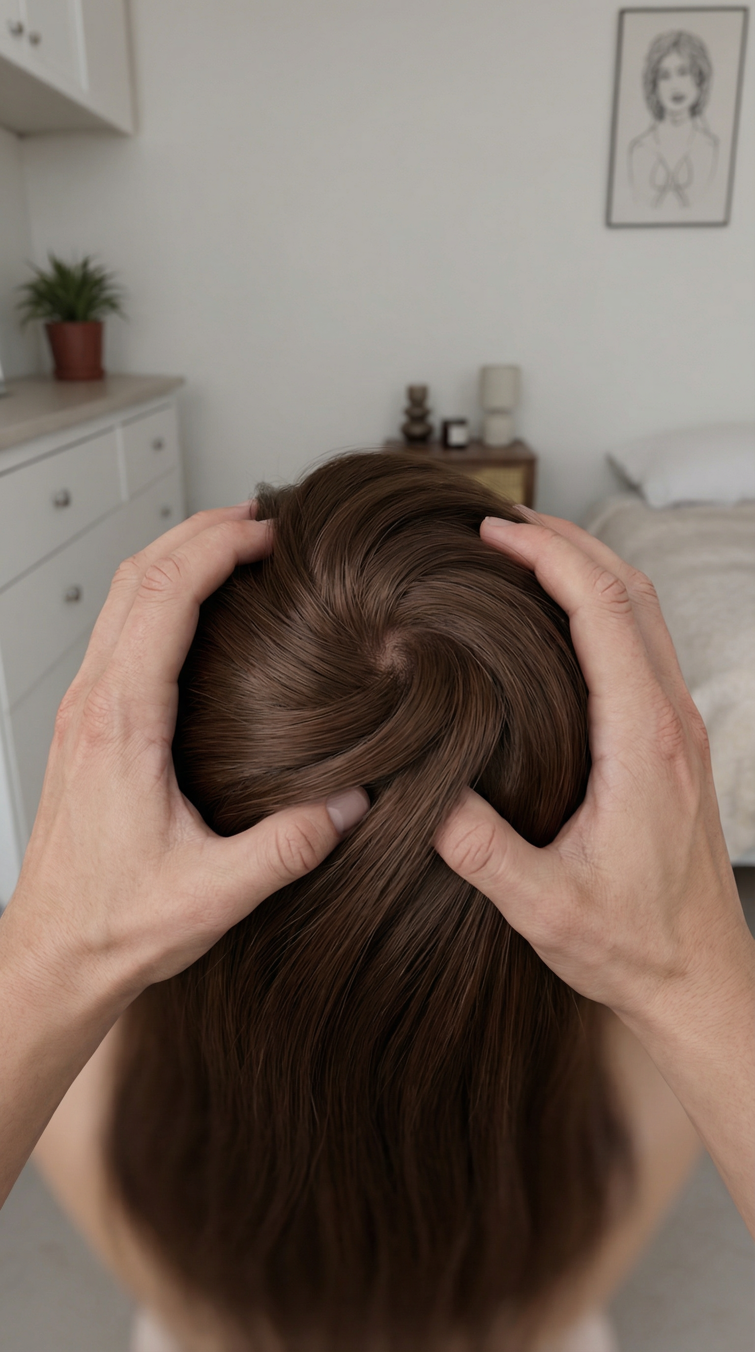 AI generated image using NANO_BANANA_PRO: Subject: A woman leaning down from a POV perspective, with the visual focus on t...