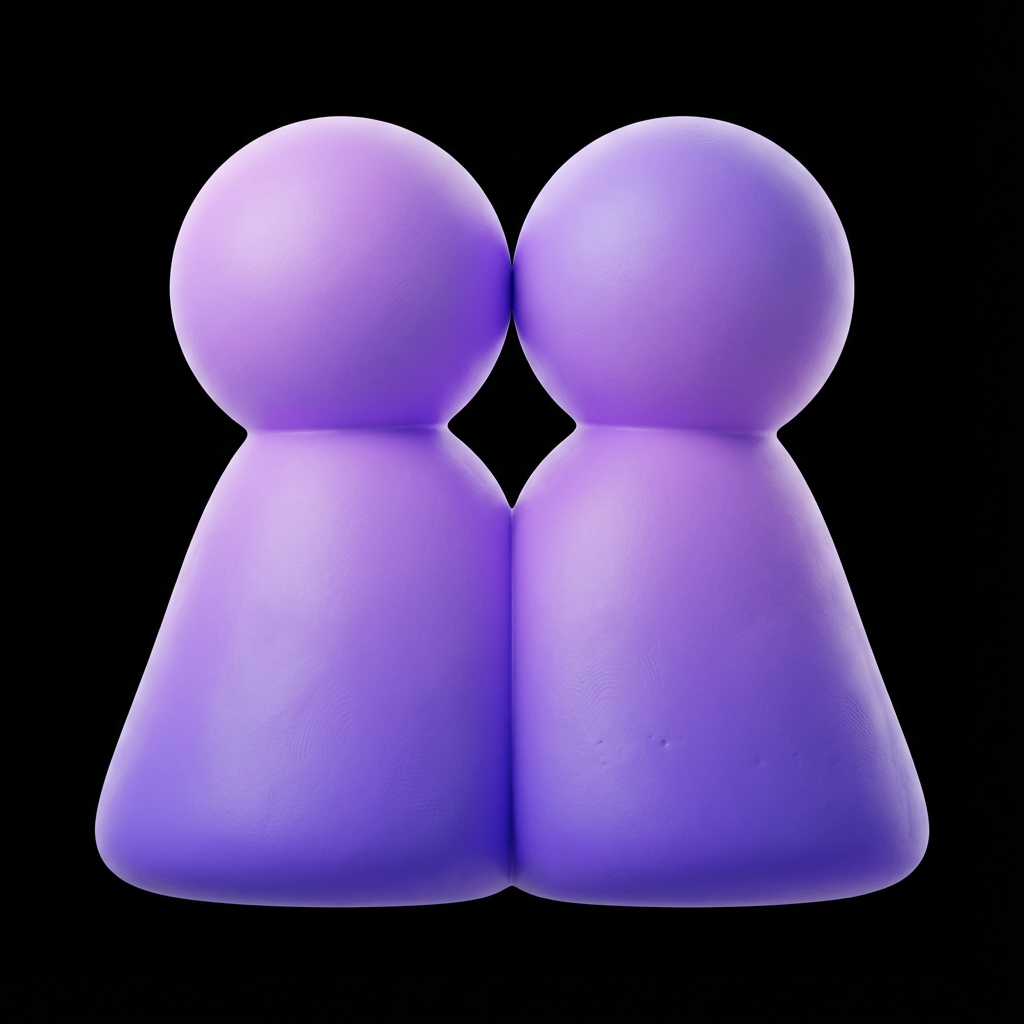 AI generated image using NANO_BANANA_PRO: 3D rendering, two minimalist abstract little figures (a combination of cones and...