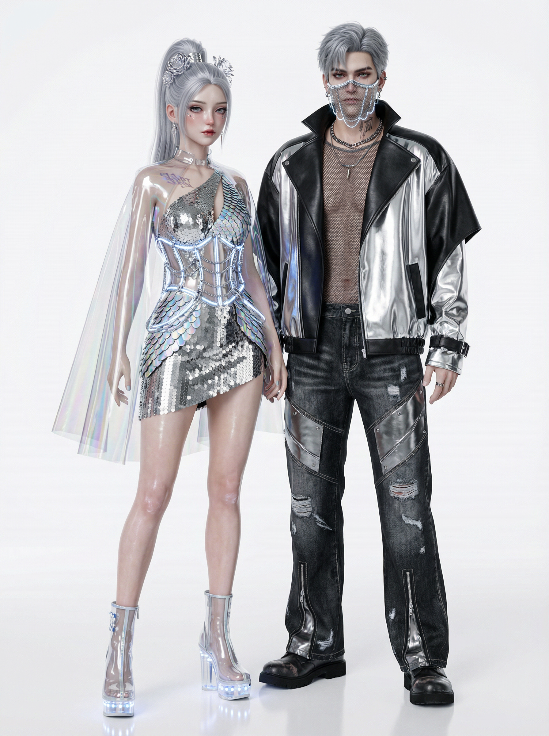 AI generated image using NANO_BANANA_PRO: I want to create a couple's runway look for our company's celebrity stage event....
