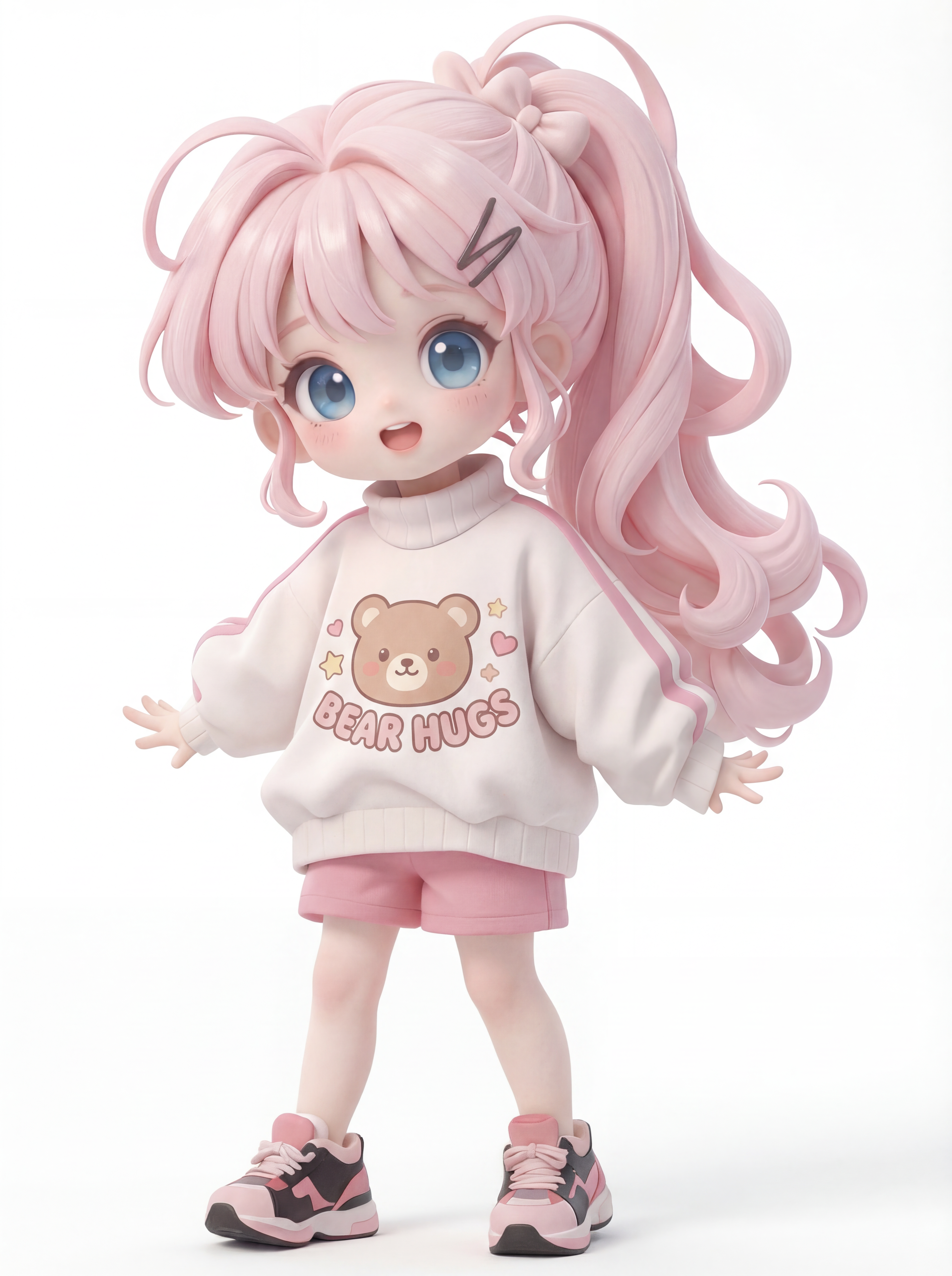 AI generated image using NANO_BANANA_PRO: Replace the pattern on the clothes with another cartoon pattern, change the hair...