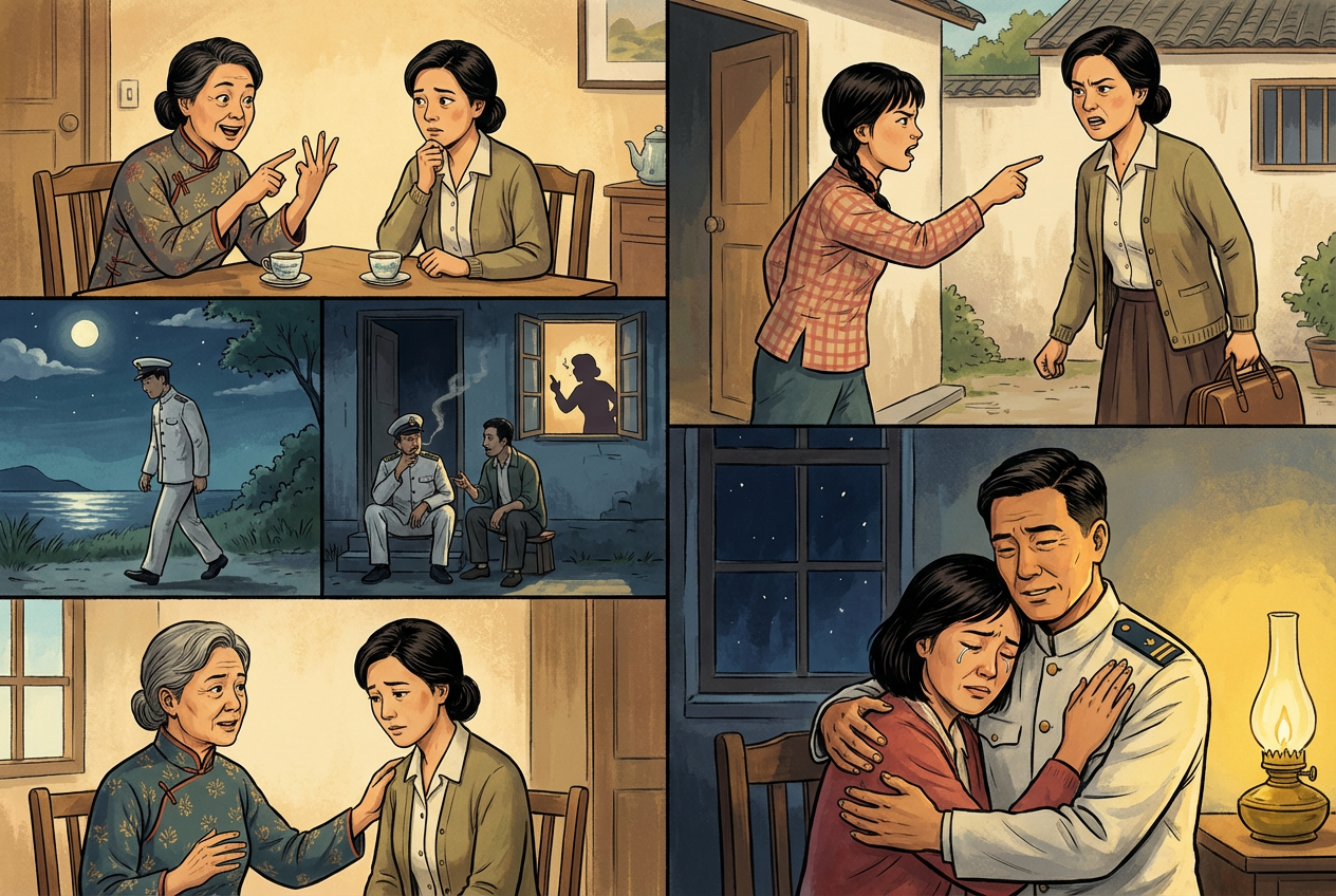 AI generated image using NANO_BANANA_PRO: "Romance of Our Parents" TV Series: Episode 19. Zhang Guiying discusses Jiang De...