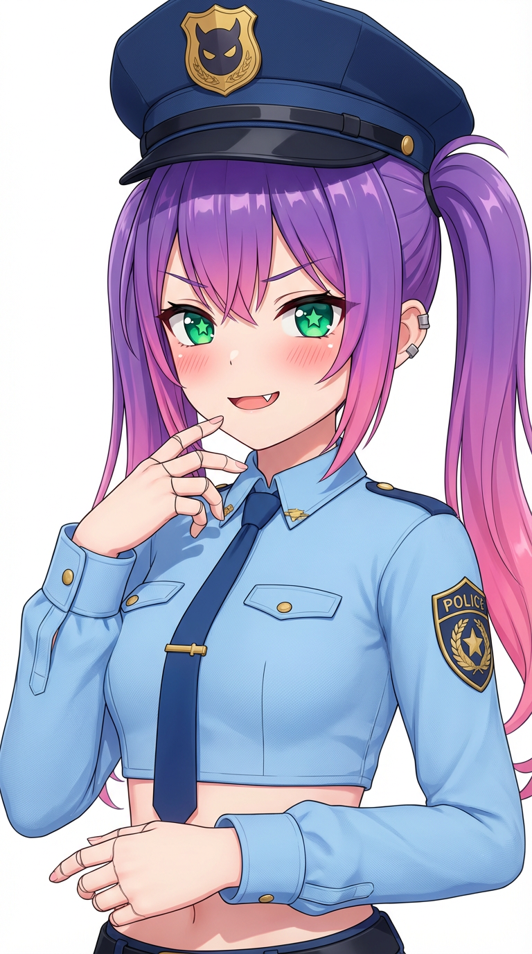 AI generated image using NANO_BANANA_PRO: Subject: A girl with twin tails and purple-gradient pink hair, featuring light g...