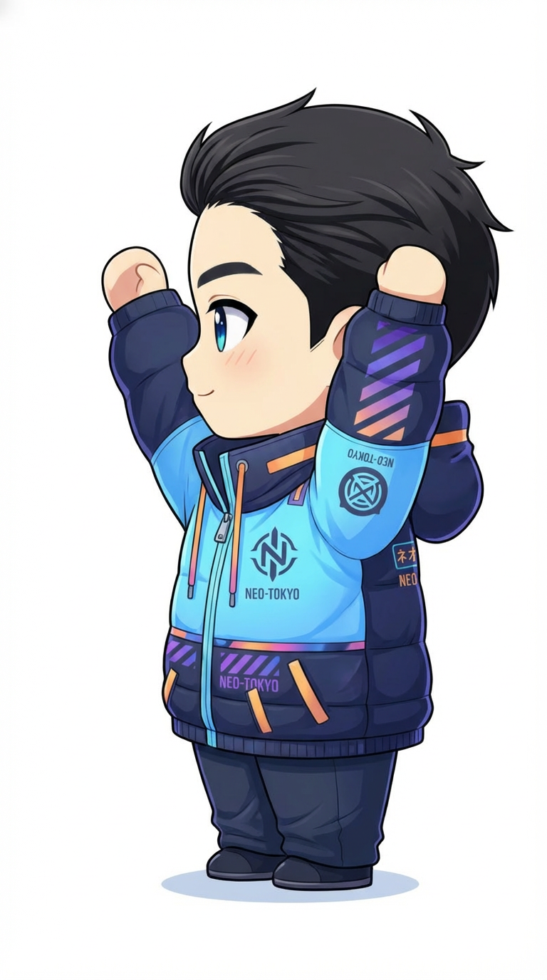 AI generated image using NANO_BANANA_PRO: Without changing the orientation of your body, raise only the visible arm in fro...