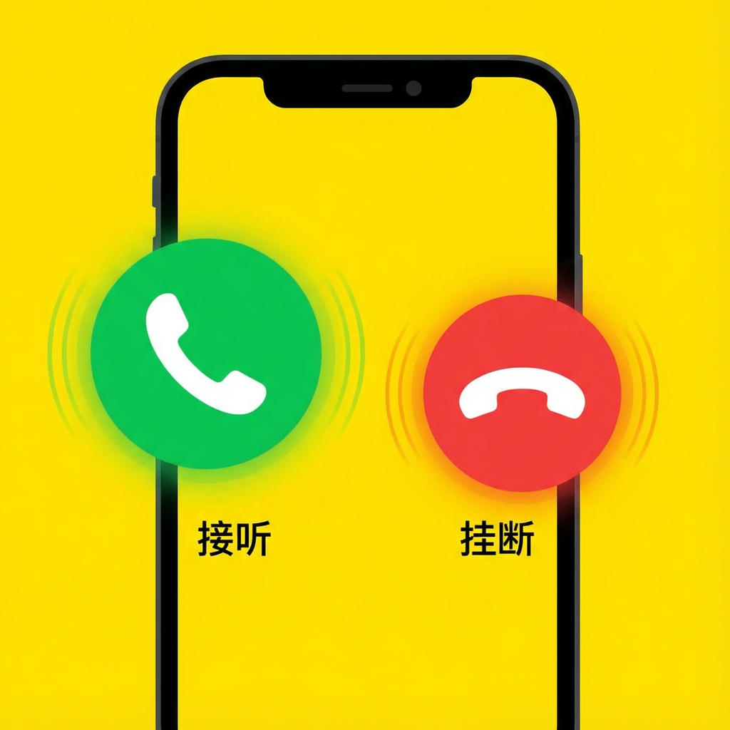 AI generated image using NANO_BANANA_PRO: WeChat green answer call and red hang up call icons, yellow background