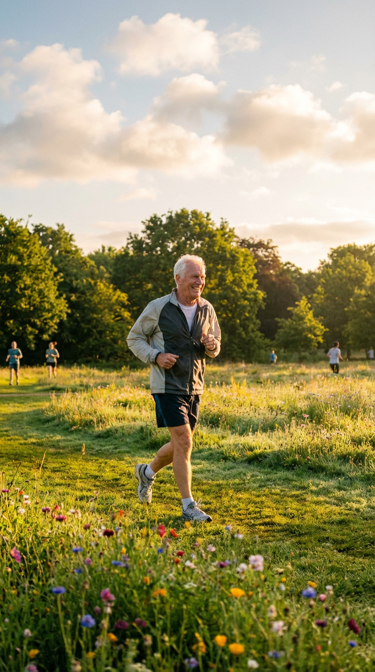 AI generated image using NANO_BANANA_PRO: Early morning in an outdoor park. Soft morning sunlight bathes the earth. A gray...