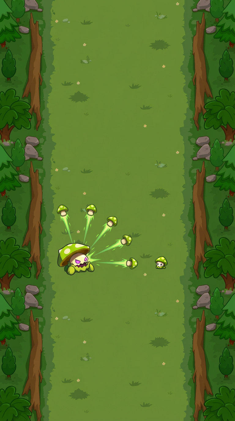 AI generated image using NANO_BANANA_PRO: The monster stops after entering a certain range and then fires five bullets at ...