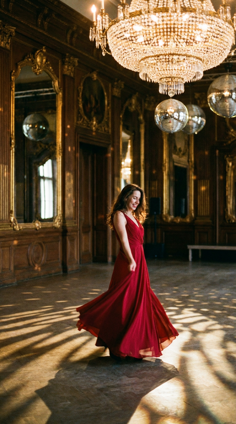 AI generated image using NANO_BANANA_PRO: A cinematic masterpiece of a stunning foreign woman dancing with graceful passio...