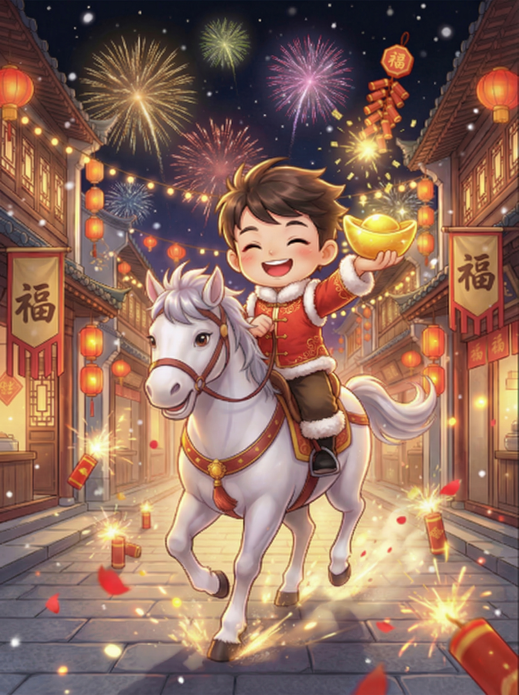 AI generated image using NANO_BANANA_PRO: Modify the child's outfit to give it a more festive Lunar New Year vibe. The upp...
