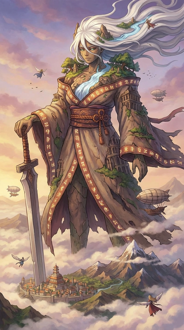 AI generated image using NANO_BANANA_PRO: Generate an anime character image (colossal being)