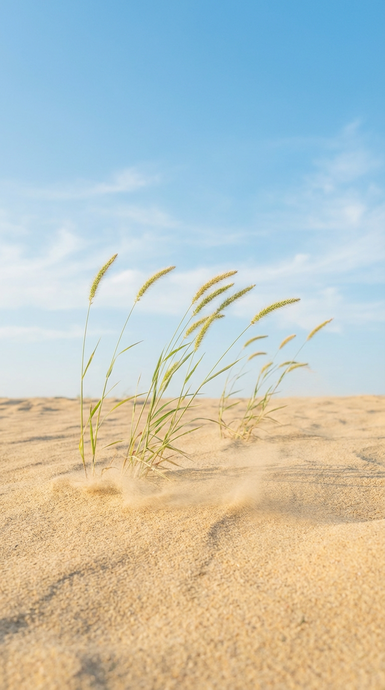 AI generated image using NANO_BANANA_PRO: By the riverbank in the afternoon, fine golden sand covers the ground. A gentle ...