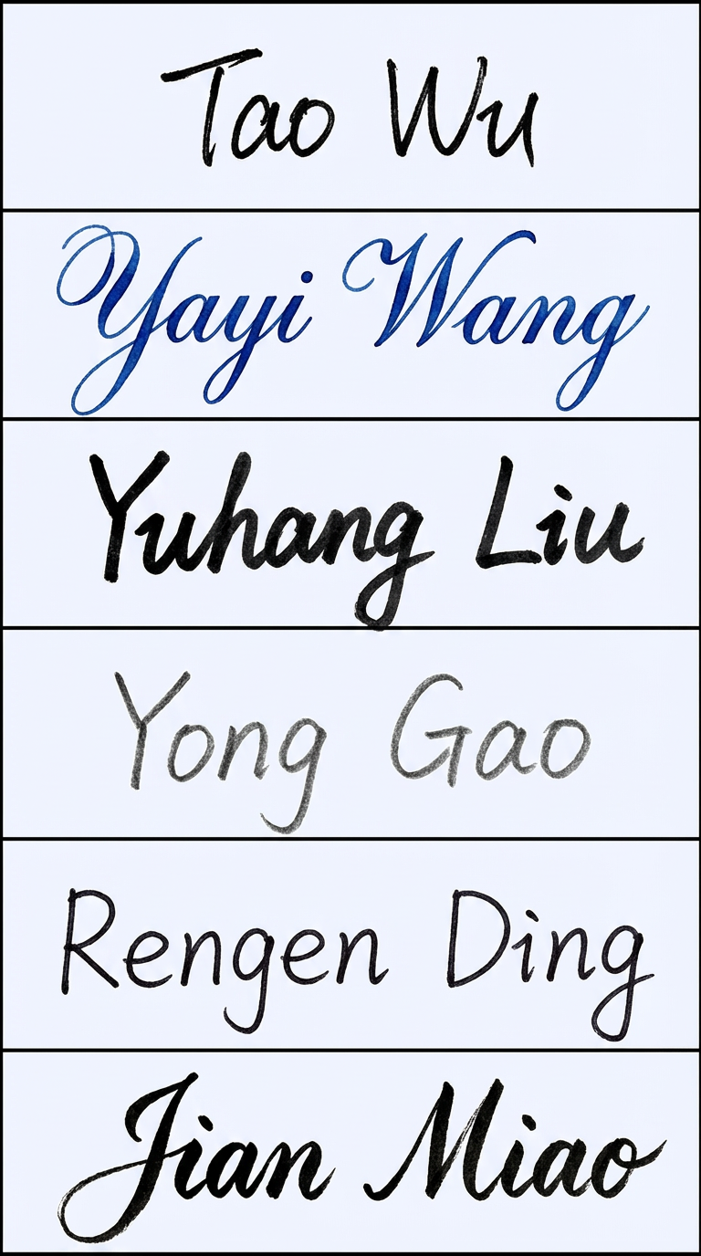 AI generated image using NANO_BANANA_PRO: Please change the names in the image to handwriting, and make each name look lik...