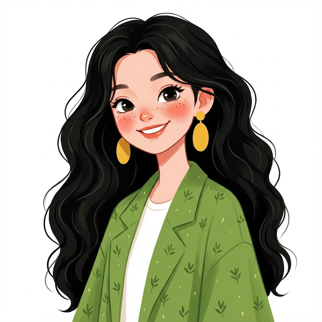 AI generated image using NANO_BANANA_PRO: Referencing the style of Figure 1 and the makeup and clothing of Figure 2, gener...