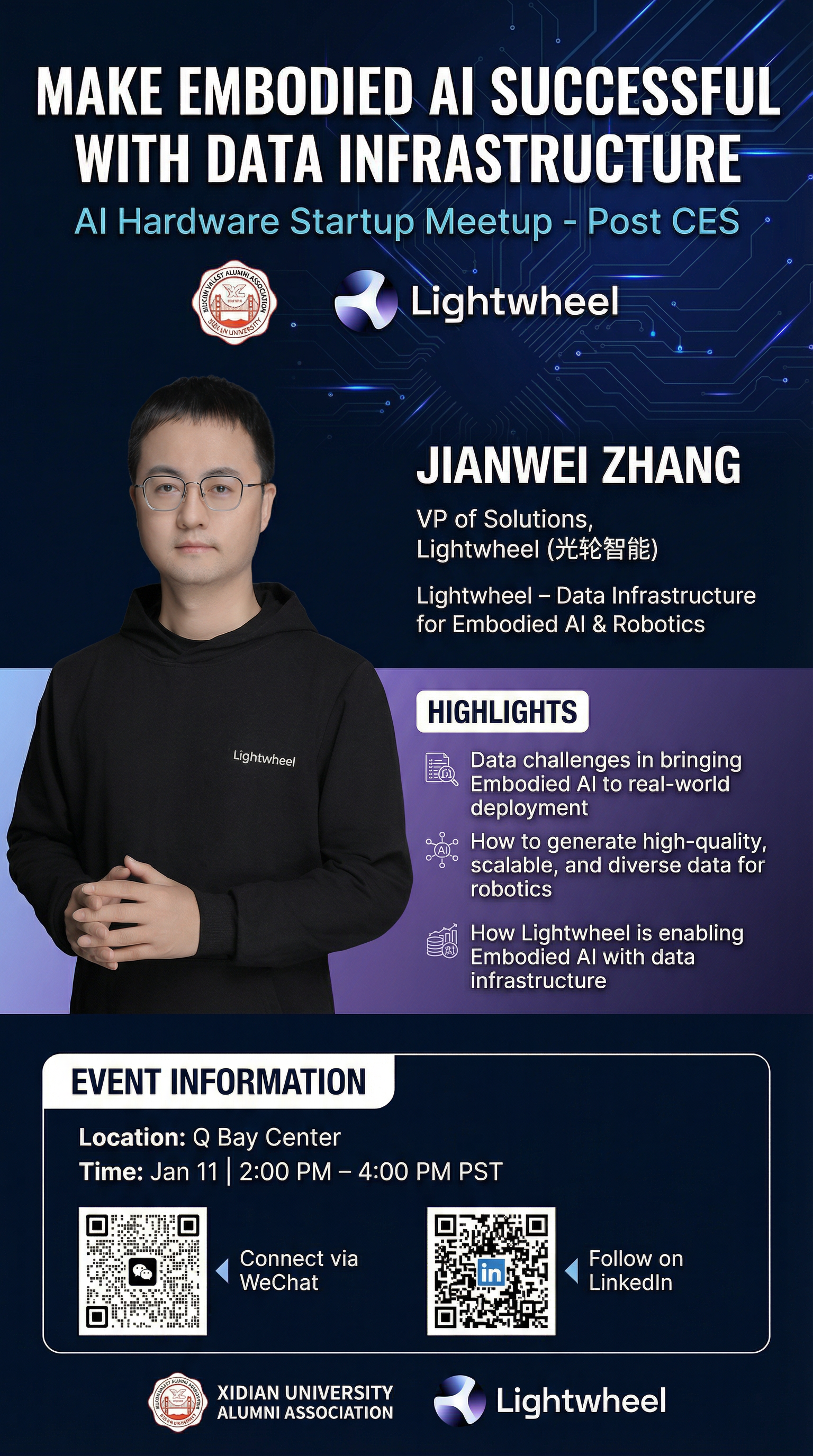 AI generated image using NANO_BANANA_PRO: Design a clean, modern, and professional event poster for a Silicon Valley tech ...