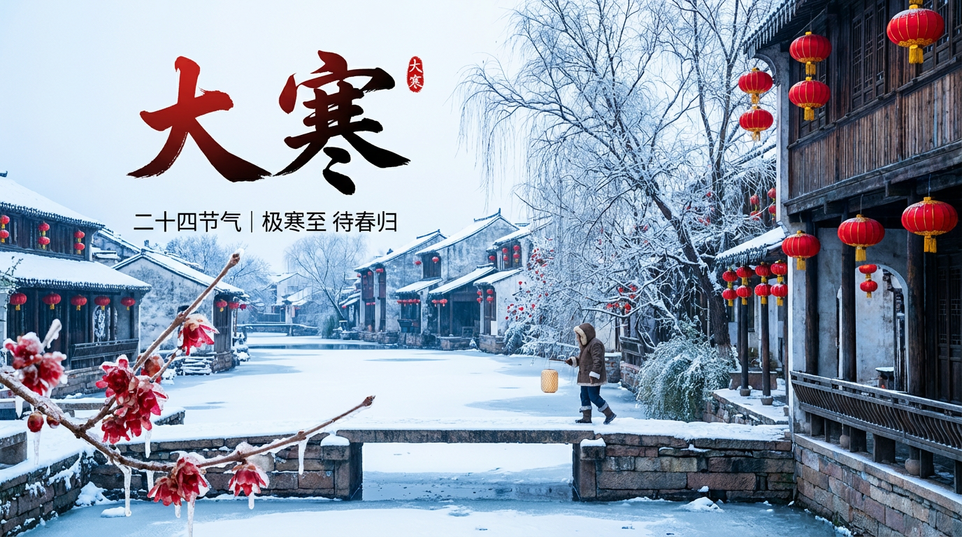 AI generated image using NANO_BANANA_PRO: Cover image for the Major Cold solar term on WeChat Official Account