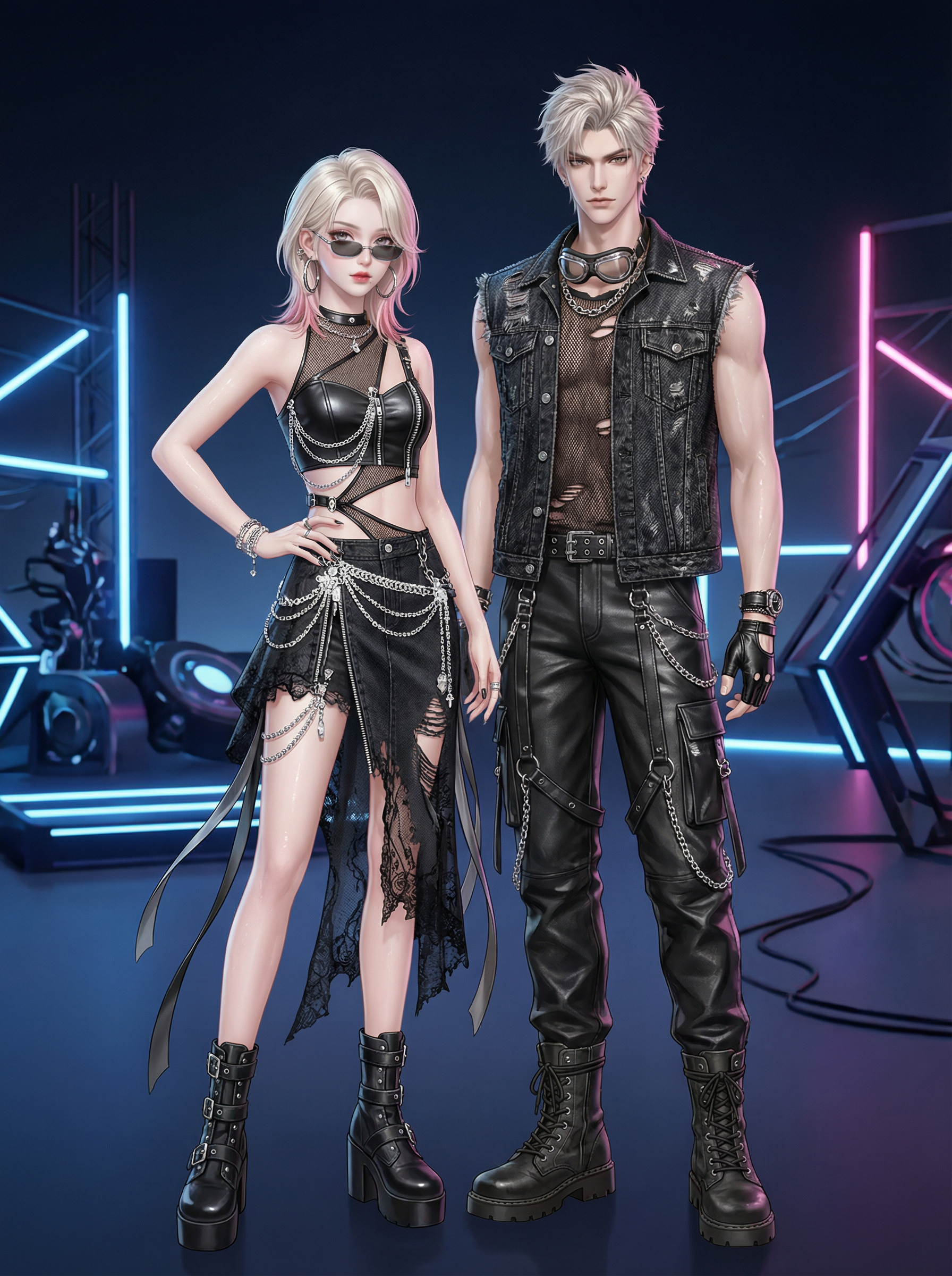 AI generated image using NANO_BANANA_PRO: I want to create a couple's fashion image show for a company celebrity stage eve...