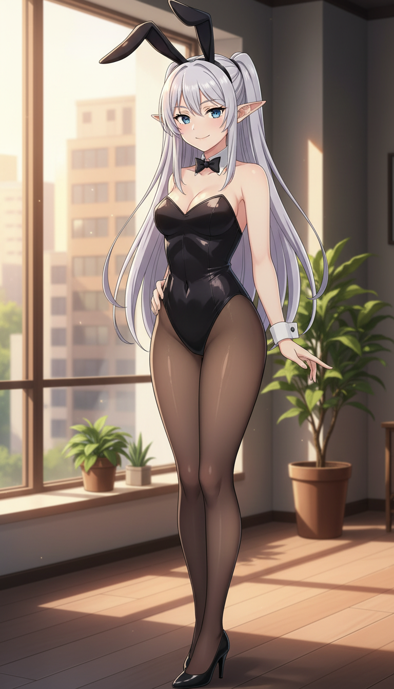 AI generated image using WERYAI_IMAGE_1_0: Anime-style illustration of Frieren from 'Frieren: Beyond Journey’s End' wearing...