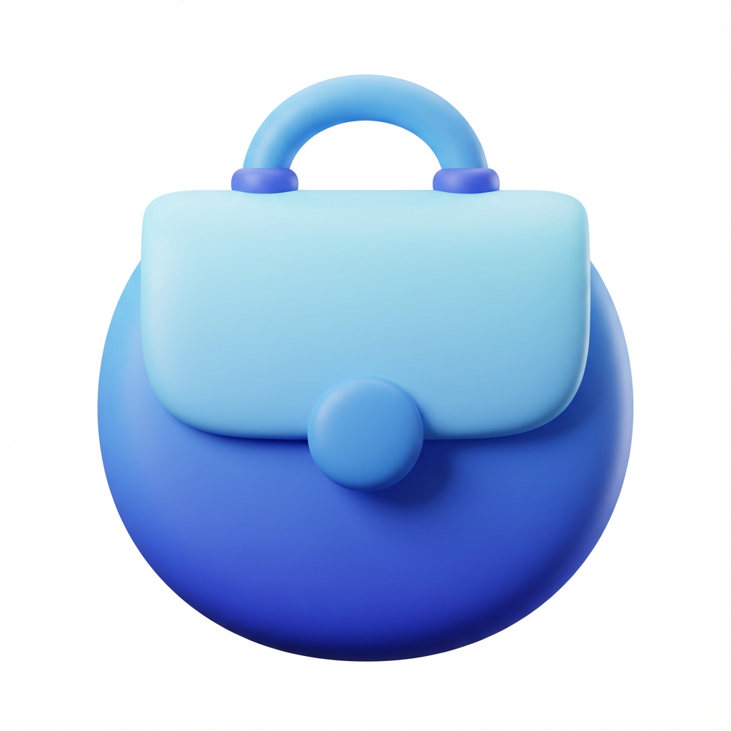 AI generated image using NANO_BANANA_PRO: 3D rendering, a rounded and cute clamshell briefcase symbolizing work. Fresh sky...