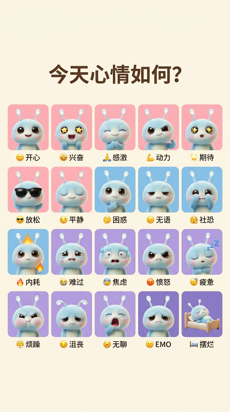 幻想蓝绒兽20格表情包手机壁纸