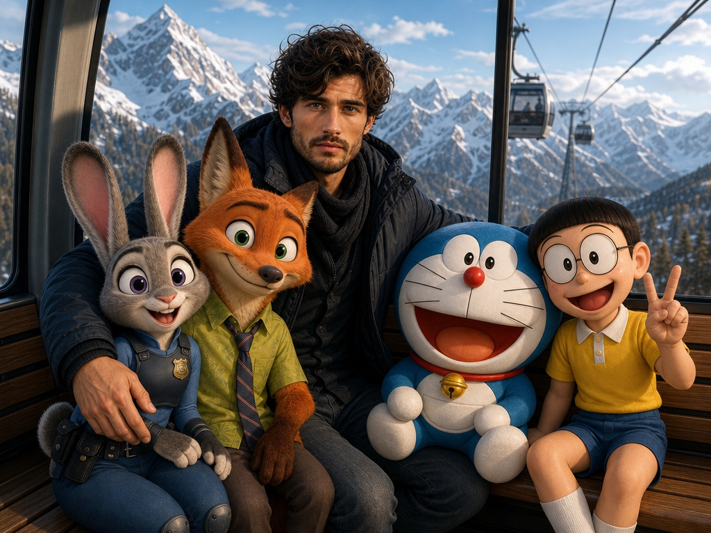Zootopia and Doraemon cable car crossover