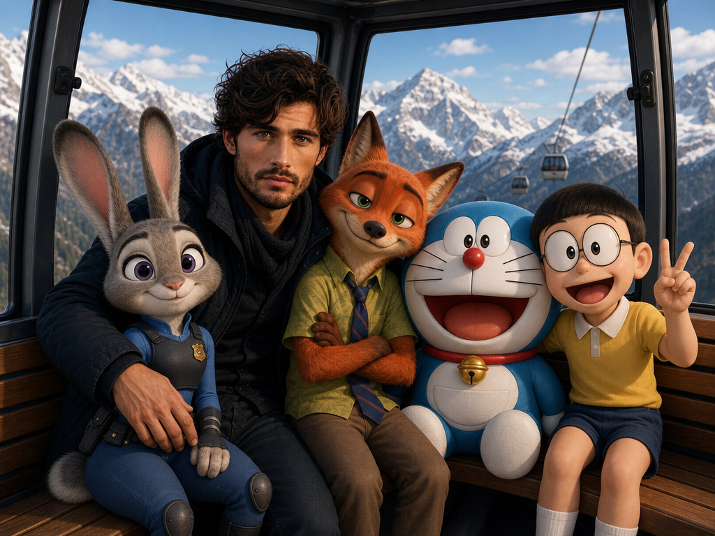 Zootopia and Doraemon cable car crossover