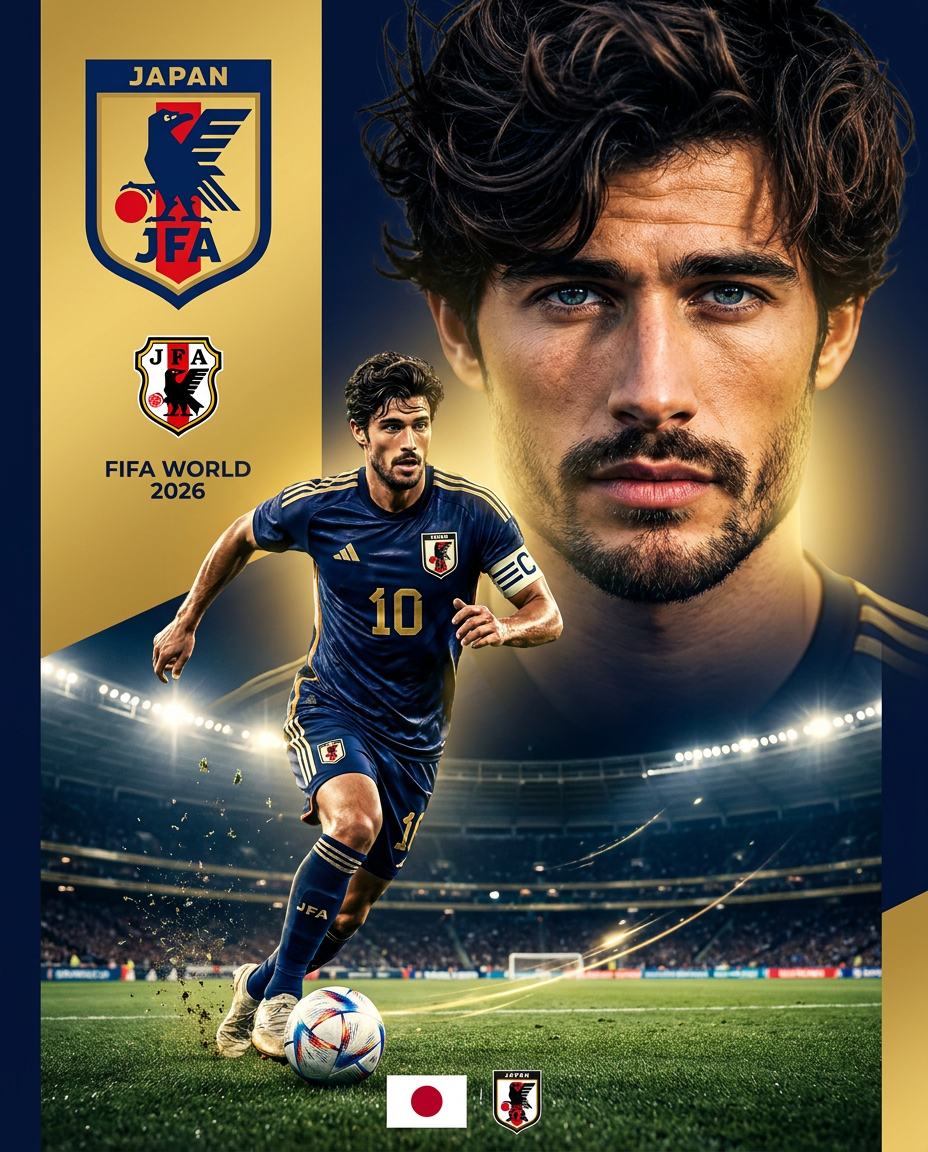 Japan World Cup Captain Poster Dynamic Pose